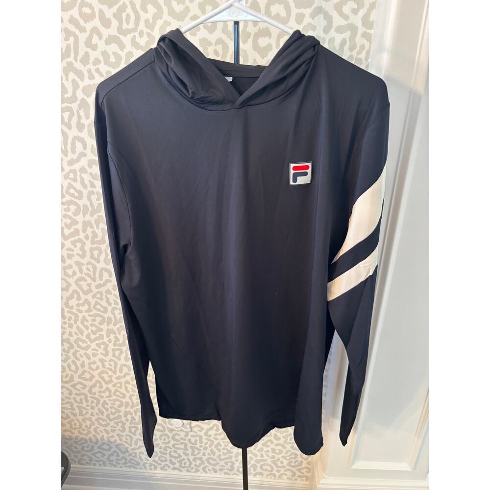 Fila Men's Black Fall Tie Breaker Long Sleeve Pullover Hoodie Size L - Picture 4 of 7